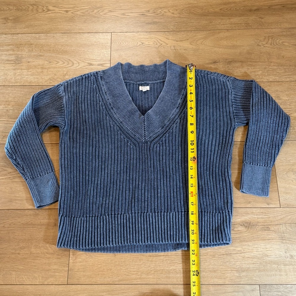 Aerie Sweater Womens  Blue V-neck  Knit Pullover Cozy Winter Lounge fit xs‎ to S - Picture 6 of 7
